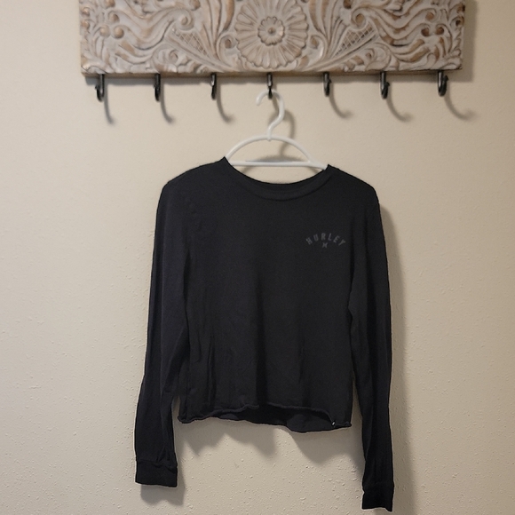 Hurley Black Long Sleeve Tee with Floral Design - Picture 3 of 5